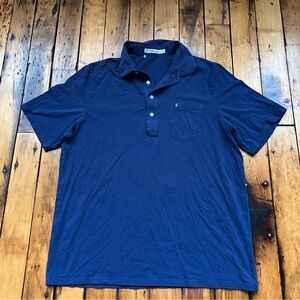 Criquet Polo Shirt Men XL Navy Blue Pima Cotton Peru Pocket Logo Preppy Casual